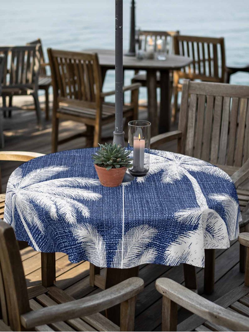 large patio table cover with umbrella hole Square, 36" L x 36" W x 28" H, Black Available in multiple colors Outdoor Tablecloth with Umbrella Hole