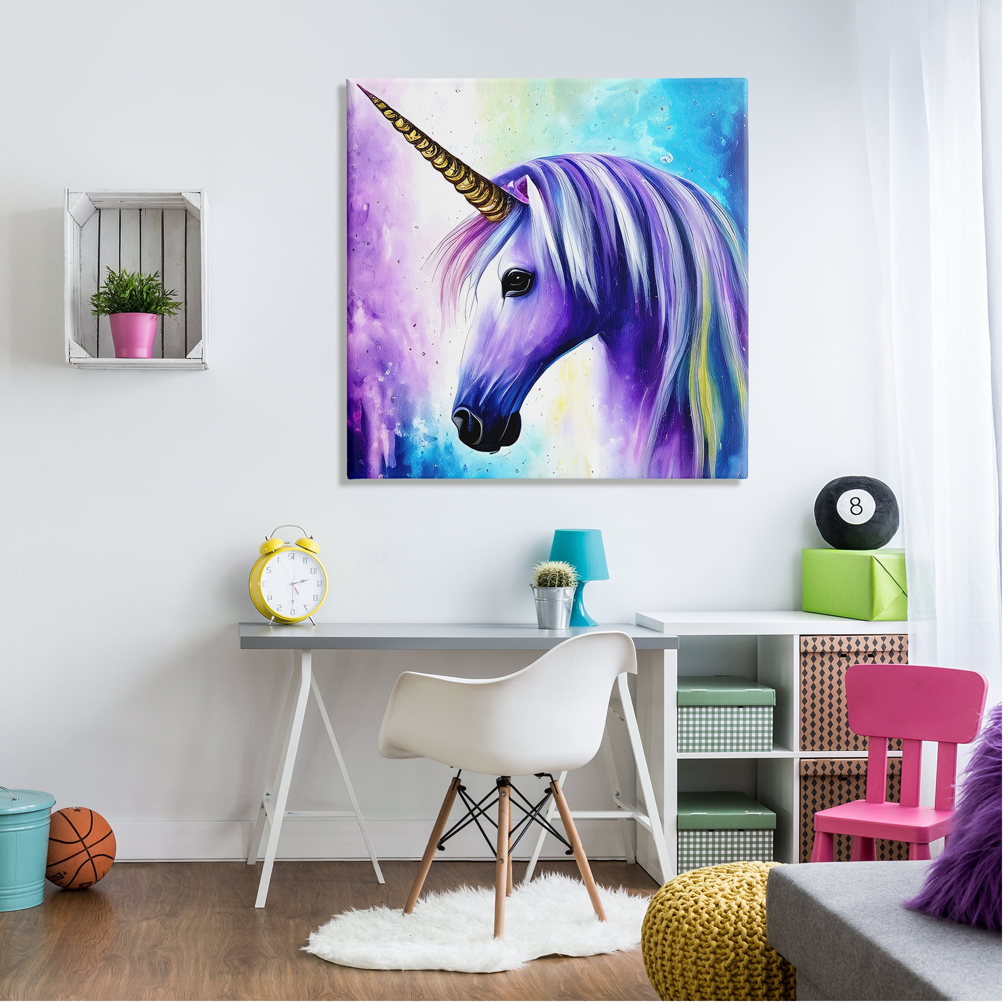 Stupell Industries Elegant Purple Unicorn Fairy Tales & Fantasy Painting Gallery Wrapped Canvas Art Print Wall Art, 36 x 36