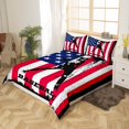 thumbnail image 3 of Juego de cama de béisbol Vintage American Flag Funda nórdica King para adolescentes Niños, 3 of 7