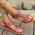 thumbnail image 6 of Xijirk Sandals Women Bohemian Rhinestone Flat Sandals, Elastic Slingback Ankle Strap Casual Beach Footwear,7.5, 6 of 9
