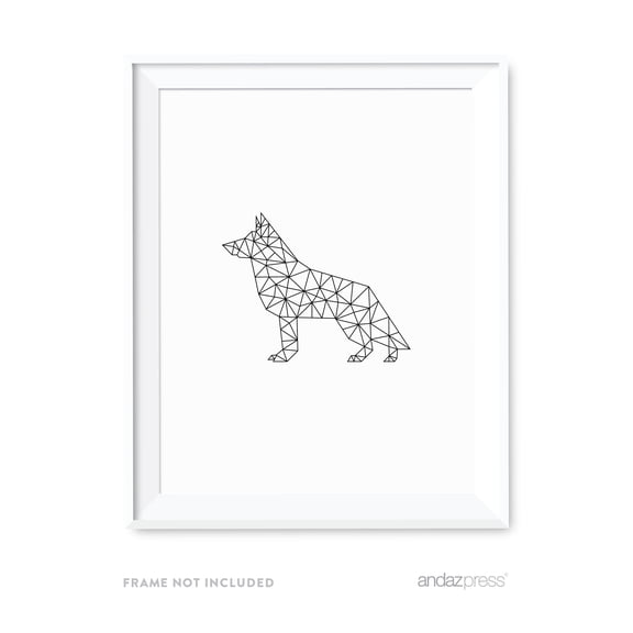 Big Dog Geometric Animal Origami Wall Art Black White Minimalist Print