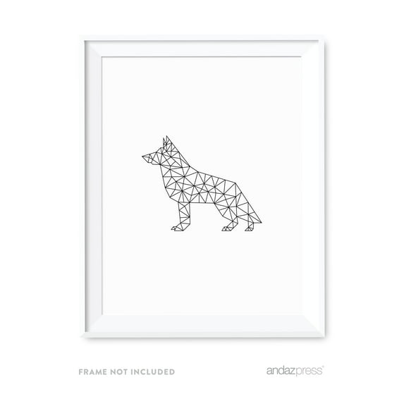 Big Dog Geometric Animal Origami Wall Art Black White Minimalist Print