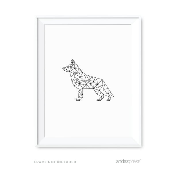 Big Dog Geometric Animal Origami Wall Art Black White Minimalist Print -  