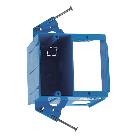 Carlon SC200DV Dual Voltage Outlet Box/Bracket, 2 Gang, 4.04-Inch Length by 3.69-Inch Width by 3.67-Inch Depth, Blue