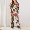 thumbnail image 2 of Fotbe Butterflies And Flowers Painting Conjunto de Pijama de Manga Larga para Mujer con Estampado, Ropa de Dormir de 2 Piezas, Conjunto de Casa Suave y Cómodo con Bolsillos-Large, 2 of 7
