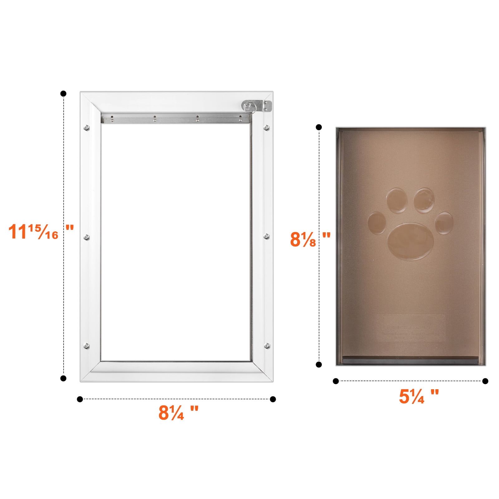 KFFKFF Animal Passage, 8.27" x 11.93" Aluminum Structure with Locking and Flap Mechanism, Climate Resistant Canine Entry, Simple to Mount on Indoor or Outdoor Doors, Animal Passage