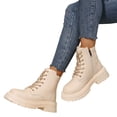 thumbnail image 5 of Willtoo Women’s Platform Combat Boots, Lace Up Side Zipper Chunky Lug Sole Ankle Booties, Anti Slip Comfortable Leather Boots, Fashion Goth Short Boots for Fall Winter, 5 of 5