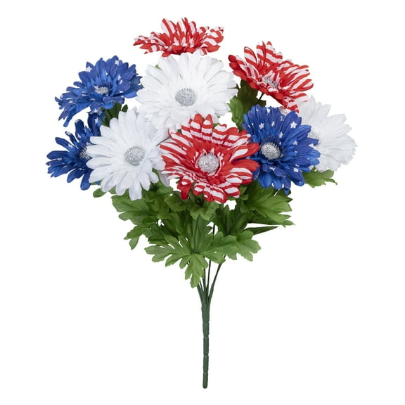 20-inch Artificial Silk Red, White & Blue Daisy Mixed Summer Bush, for Indoor Use, by Mainstays