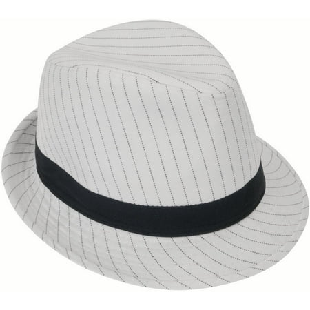 Loftus 1920s Gangster Mob Boss Costume Pinstripe Fedora, White Black, One Size