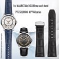 thumbnail image 2 of Correa de reloj MAURICE LACROIX Eliros de piel de vaca suave de 20 a 22 mm con hebilla plegable, correa de piel auténtica negra, marrón y azul, accesorios para hombre, 2 of 5