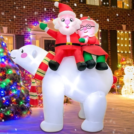 6FT Christmas Inflatables Outdoor Decorations Santa Rides A Bear,Blow Up Yard Decorations with LED Light Up for Xmas,Outdoor Christmas Decorations for Yard Holiday Party Garden Lawn Décor