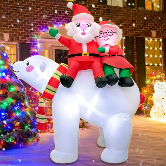 6FT Christmas Inflatables Outdoor Decorations Santa Rides A Bear,Blow Up Yard Decorations with LED Light Up for Xmas,Outdoor Christmas Decorations for Yard Holiday Party Garden Lawn Décor