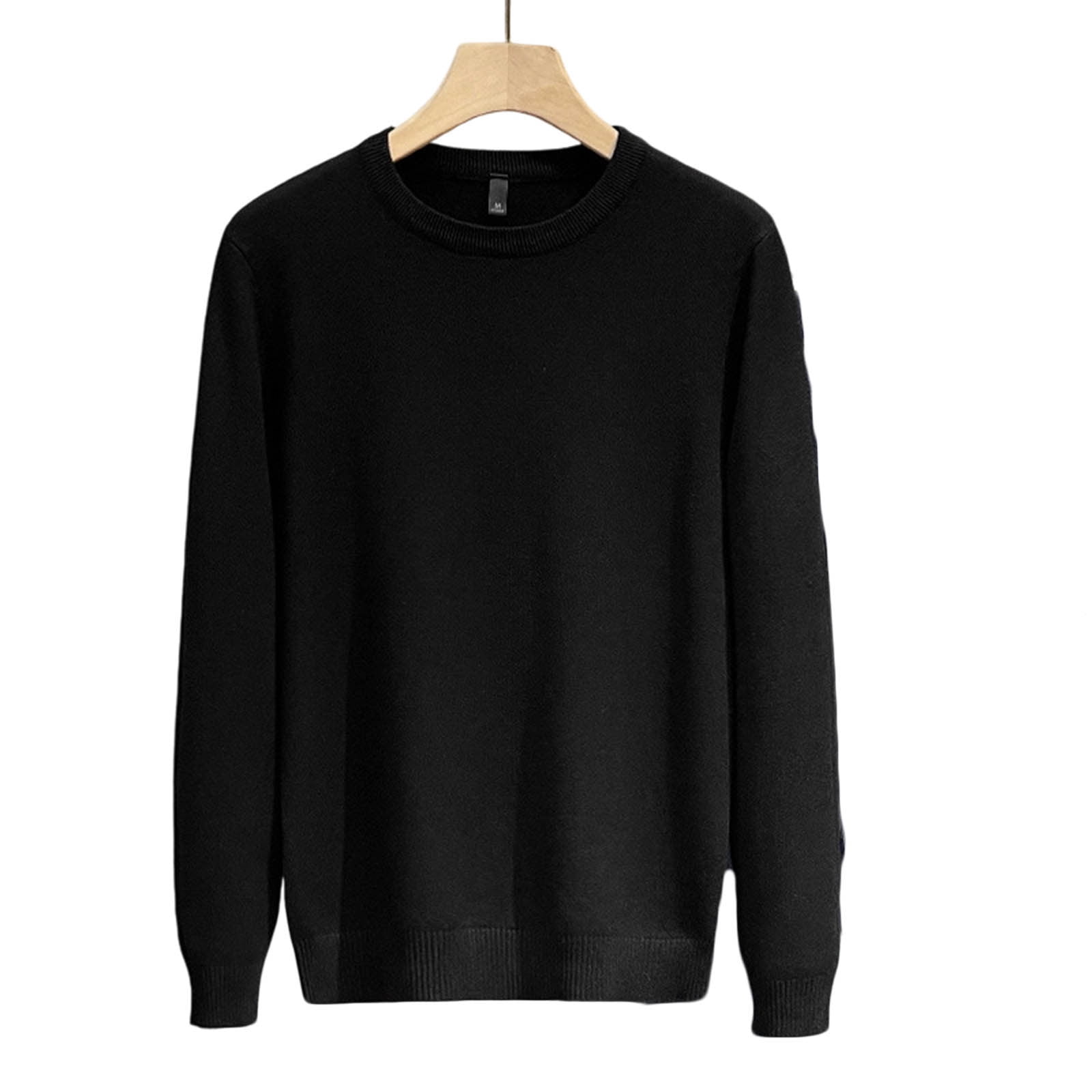 YUANxueke Boys Soft Comfy Crewneck Sweater Casual Long Sleeve Solid Color Base Layer Tops Black 13-14 Years