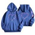 thumbnail image 6 of Staron Women's Hoodie Hooded Long Sleeve Graphic Hearts Casual Crewneck Sweatshirt Loose Cute Pullover Hoodies Tops Blue XL, 6 of 6