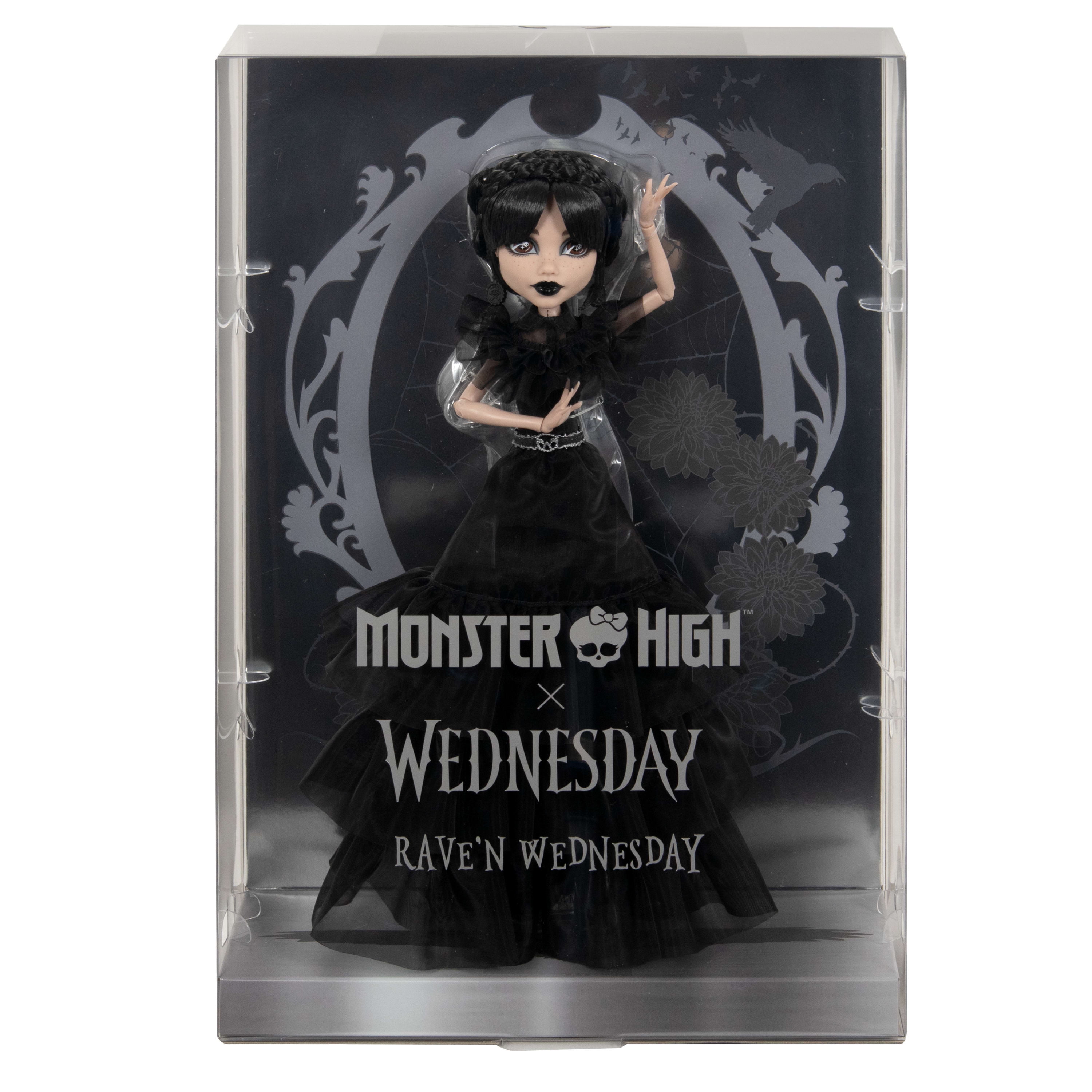 Monster High Wednesday Collectible Doll, Rave'N Wednesday in Black Gown Inspired by Dance Scene
