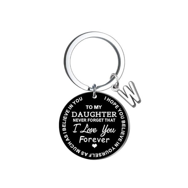 Llavero creativo DIY para mi hija, acero inoxidable negro, apellido, 26 letras, 2,5 cm Wmkox8yi sjalhkljlk3858