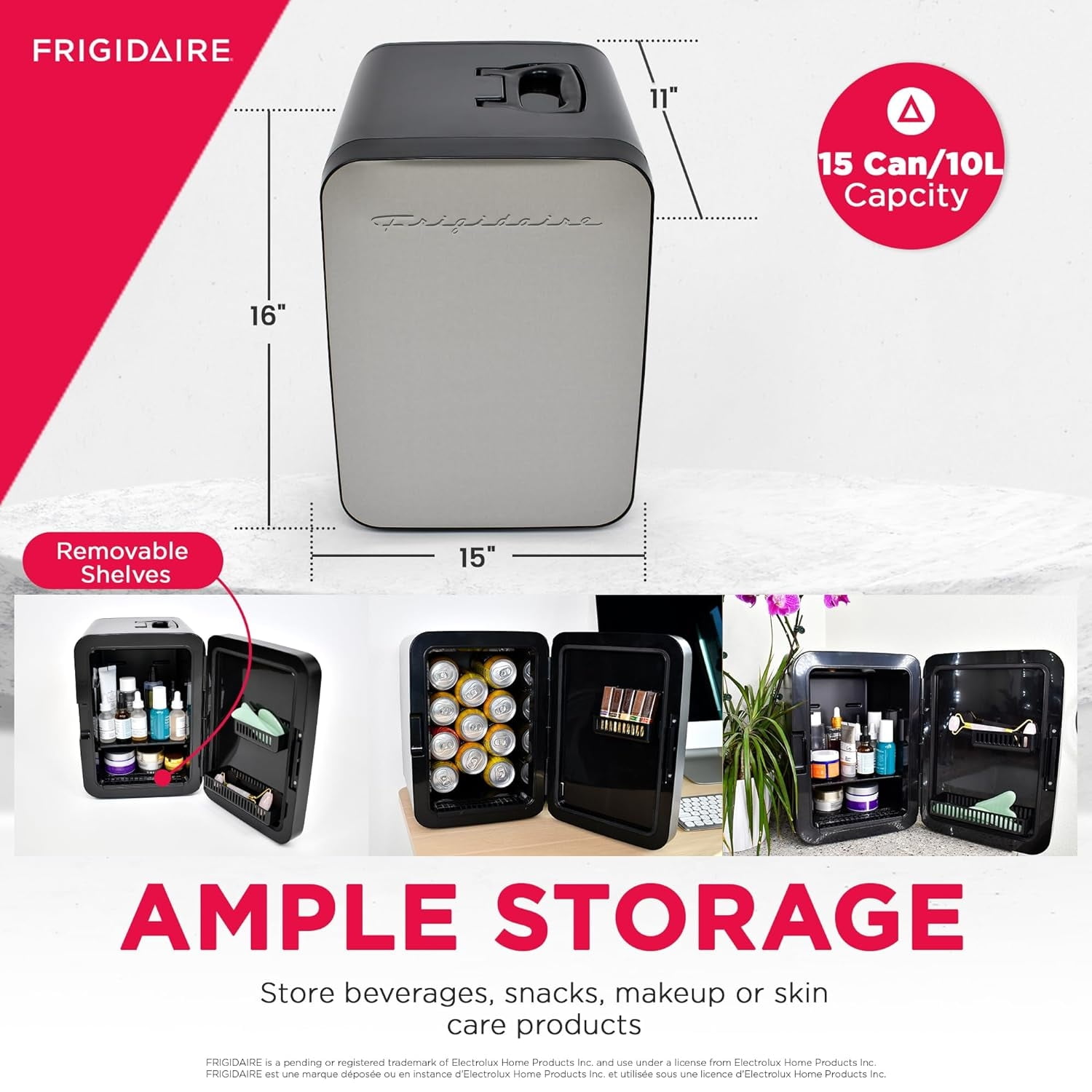 Restored Frigidaire Portable 10L, 15-Can Mini Fridge Brushed Stainless Rugged Refrigerator, EFMIS183-SS - Manufacturer (Refurbished)