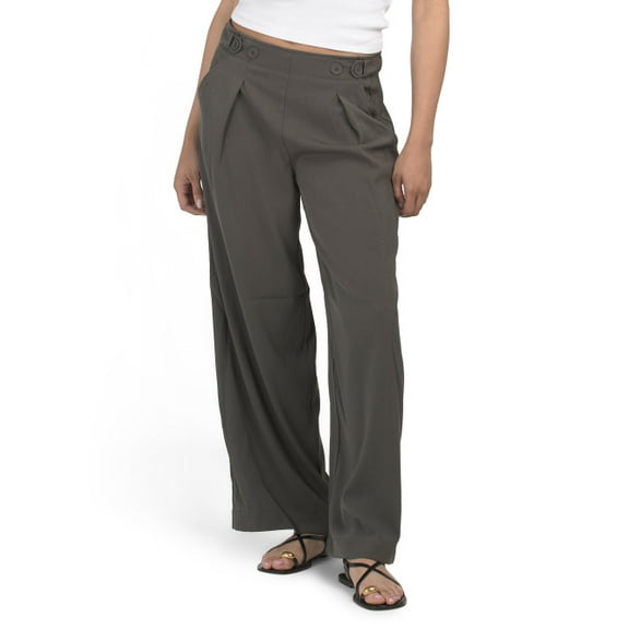 MAX STUDIO LONDON WOMEN - PLEATED WIDE LEG TROUSERS PANTS SZ MEDIUM - ARMY