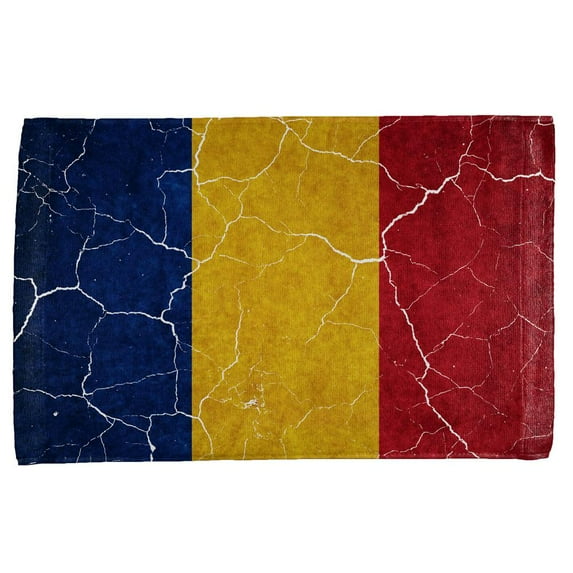 Distressed Romanian Flag All Over Hand Towel