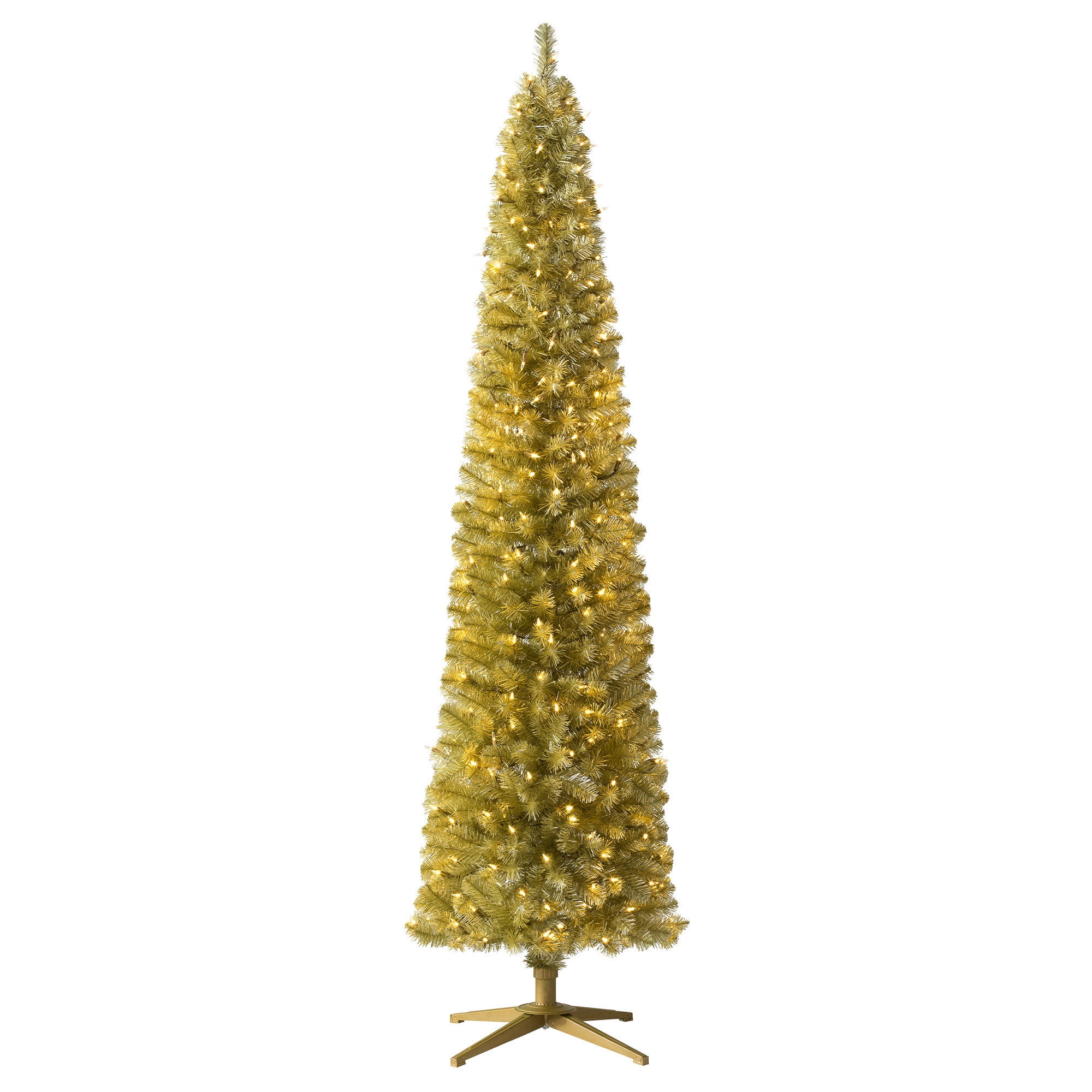 Treetopia Struck Gold 6 Foot Artificial Prelit Pencil Christmas Tree