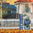 thumbnail image 5 of Welcome Fall Pumpkin Decorative Garden Flag, Autumn Blue White Pumpkin Farmhouse Yard Outside Decorations, Thanksgiving Rustic Burlap Outdoor Small Home Decor Double Sided 12.5x18, 5 of 6