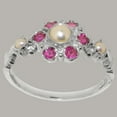 thumbnail image 2 of LBG British Made Solid 14k White Gold ring with Cultured Pearl & Ruby Womens Engagement Ring - 33 size options - Size 9.75, 2 of 7