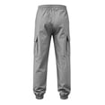 thumbnail image 6 of Ndbuld Boys Cargo Jogger Pants Elastic Drawstring Waist Multi Pockets Casual Tapered Cuffed Kids Work Trousers Gray 9-10 Years, 6 of 7