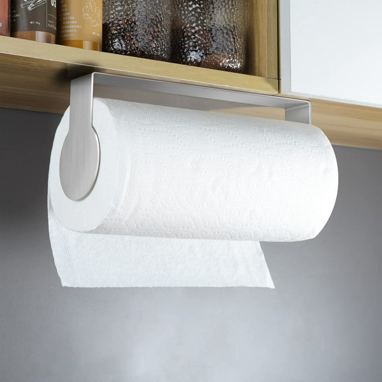 ASTOFLI Self Adhesive Paper Towel Holder Wall Mount, Rustproof 304  Stainless Steel Under Cabinet Paper Towel Rack Under Cabinet-12 IN. (BLACK)