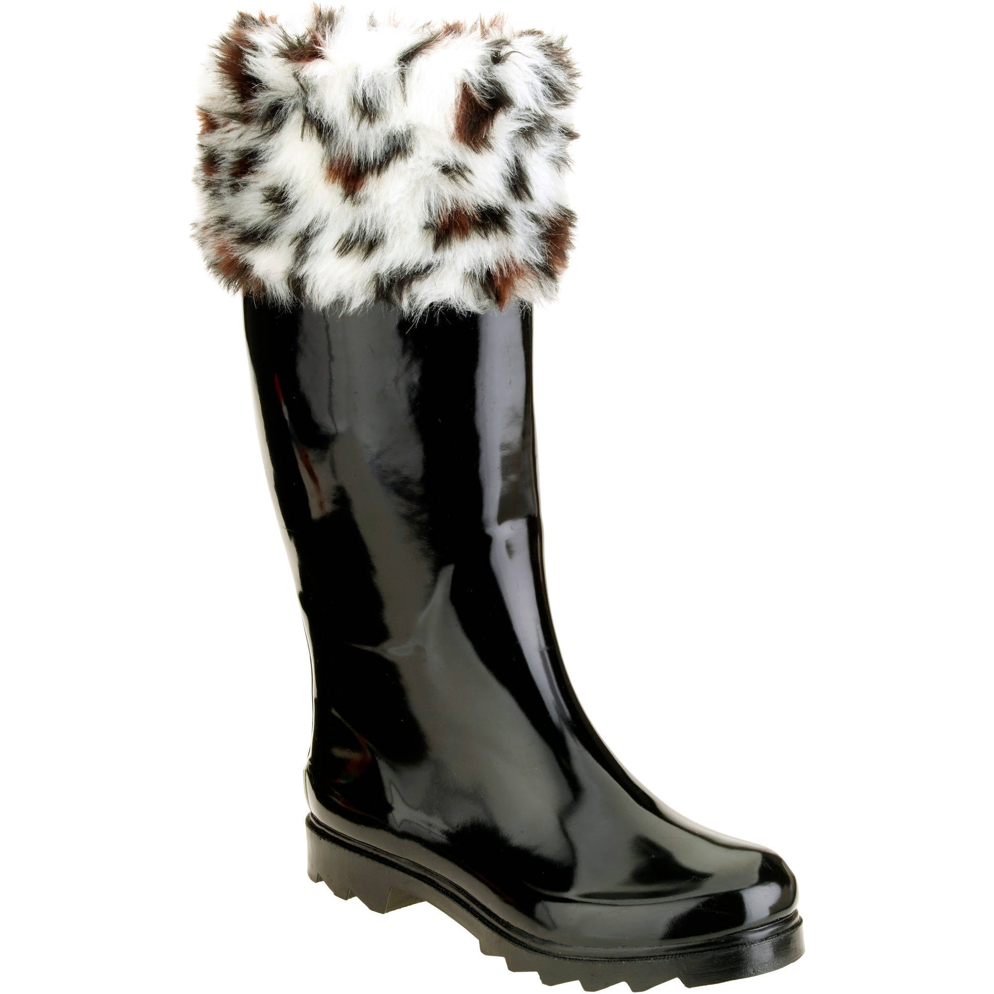 Faux Fur Trim Tall Rain Boot - Walmart 