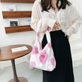thumbnail image 6 of Yucurem Plush Underarm Bag Y2K Furry Purse Fluffy Tote Bag Autumn Winter Handbags for Women (Pink Heart), 6 of 10