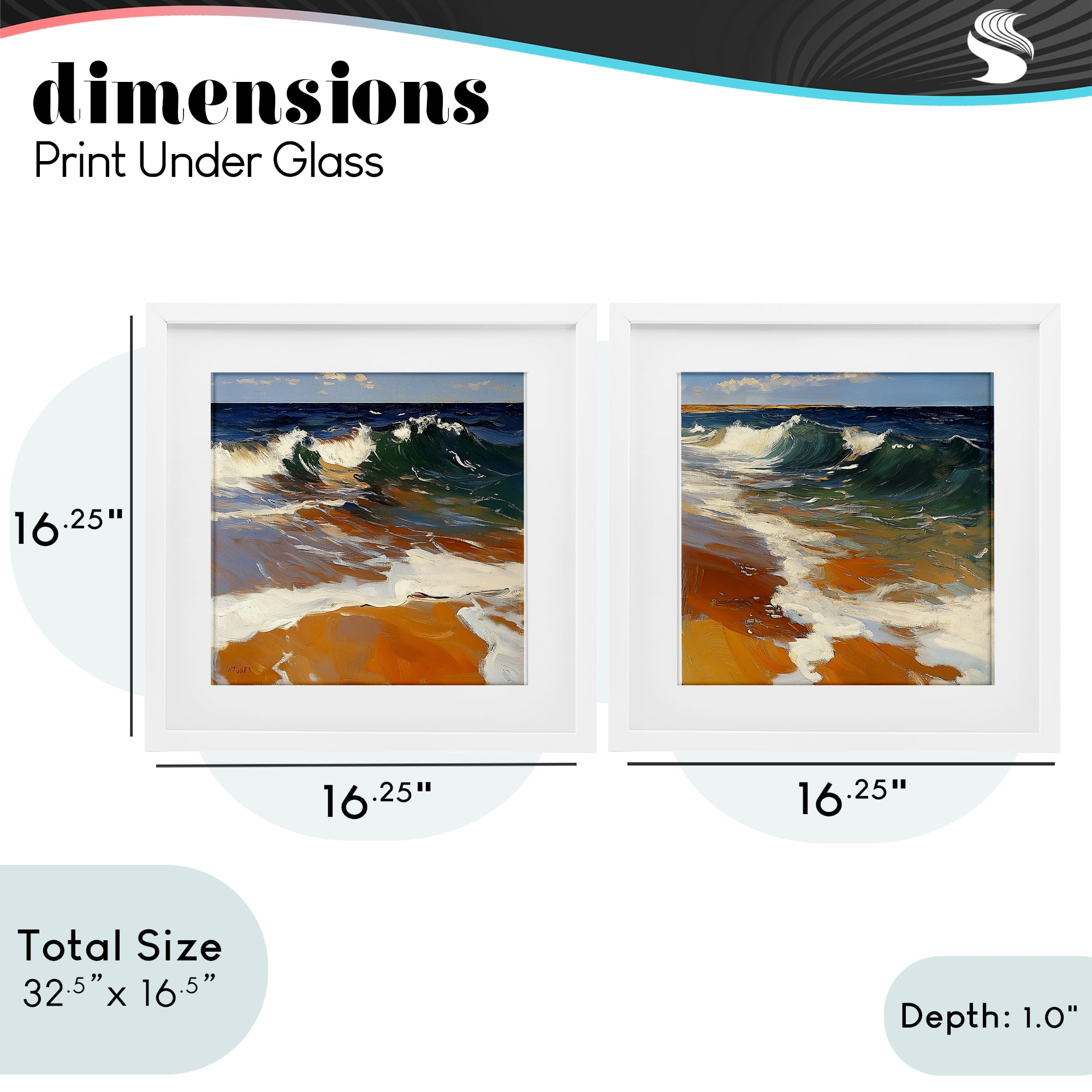 Stupell Industries Glassy Coastal Break 2 Piece White Framed Print Under Glass Set, design by Walker Noble