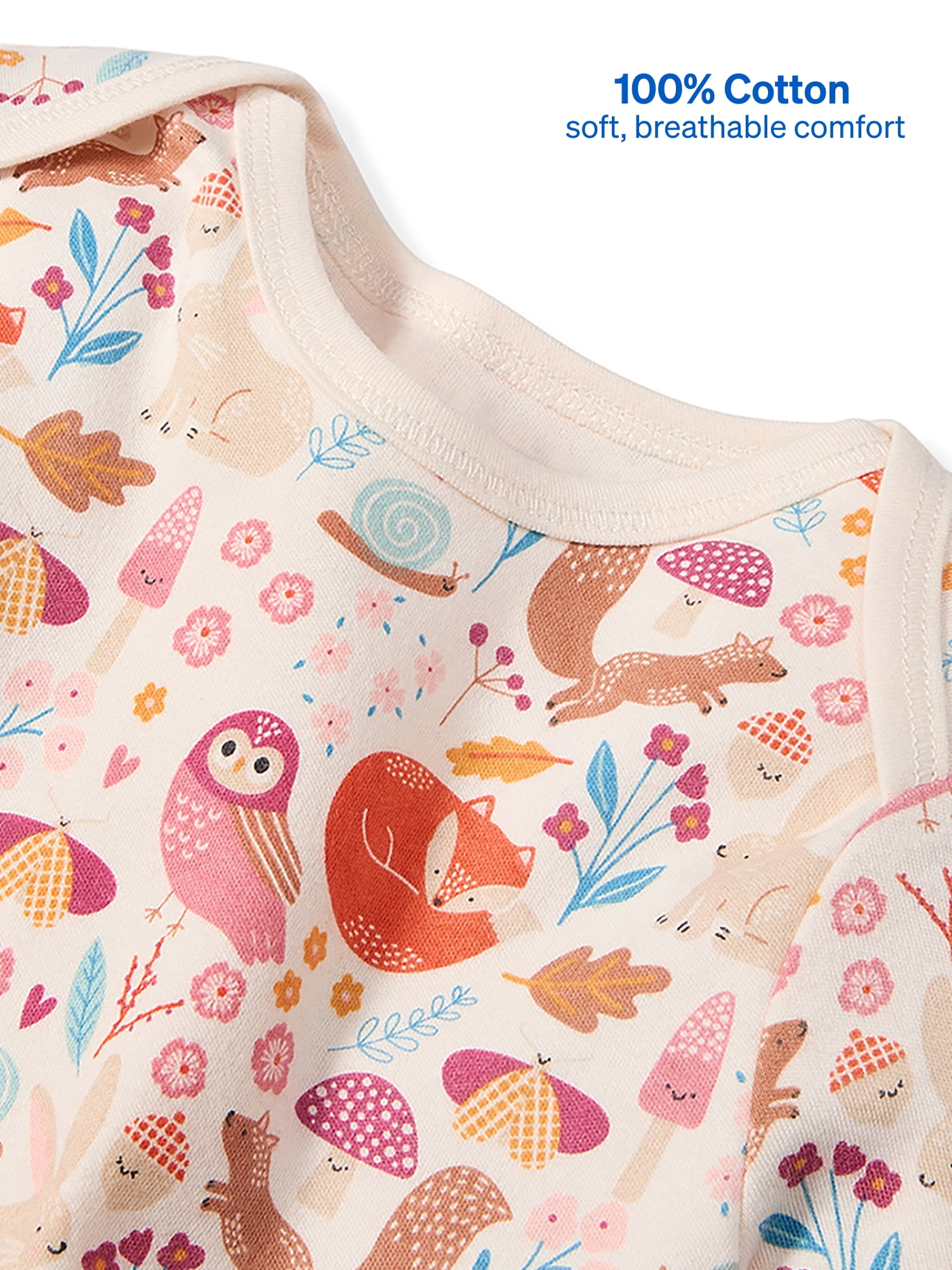 Garanimals Newborn & Baby 100% Cotton Long Sleeve Bodysuits, Sizes 0–24M, 4-Pack