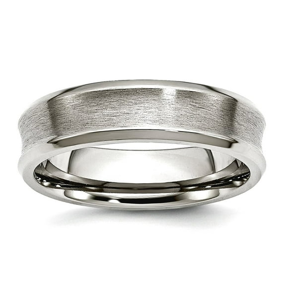 Stainless Steel Concave Beveled Edge 6mm Brushed and Polished Band Ring Size 9.5 Ring for Women and Men