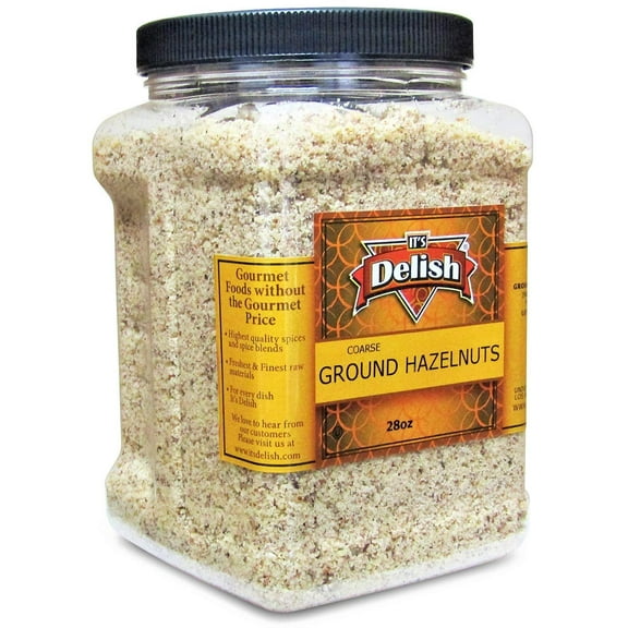 Gourmet Ground Hazelnuts by Its Delish - 28 Oz Jumbo Container - Natural Pure Hazelnut Meal - Protein-Packed Healthy Cooking, Baking, Flavoring & Recipe Decor
