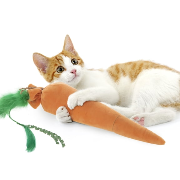 SmartyKat Kolossal Karrot Soft Plush Catnip Kicker Cat Toy Filled with Pure & Potent Catnip