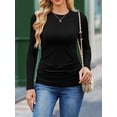 thumbnail image 4 of Weardear 3 Pack Maternity Shirts Womens Long Sleeve Side Ruched Tunic Tops High Elasticity Pregnancy Clothes Crew Neck Basic T Shirt, 4 of 6