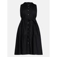 thumbnail image 4 of Terra & Sky Women's Plus Sleeveless Midi Shirt Dress, Sizes 0X-5X, 4 of 4