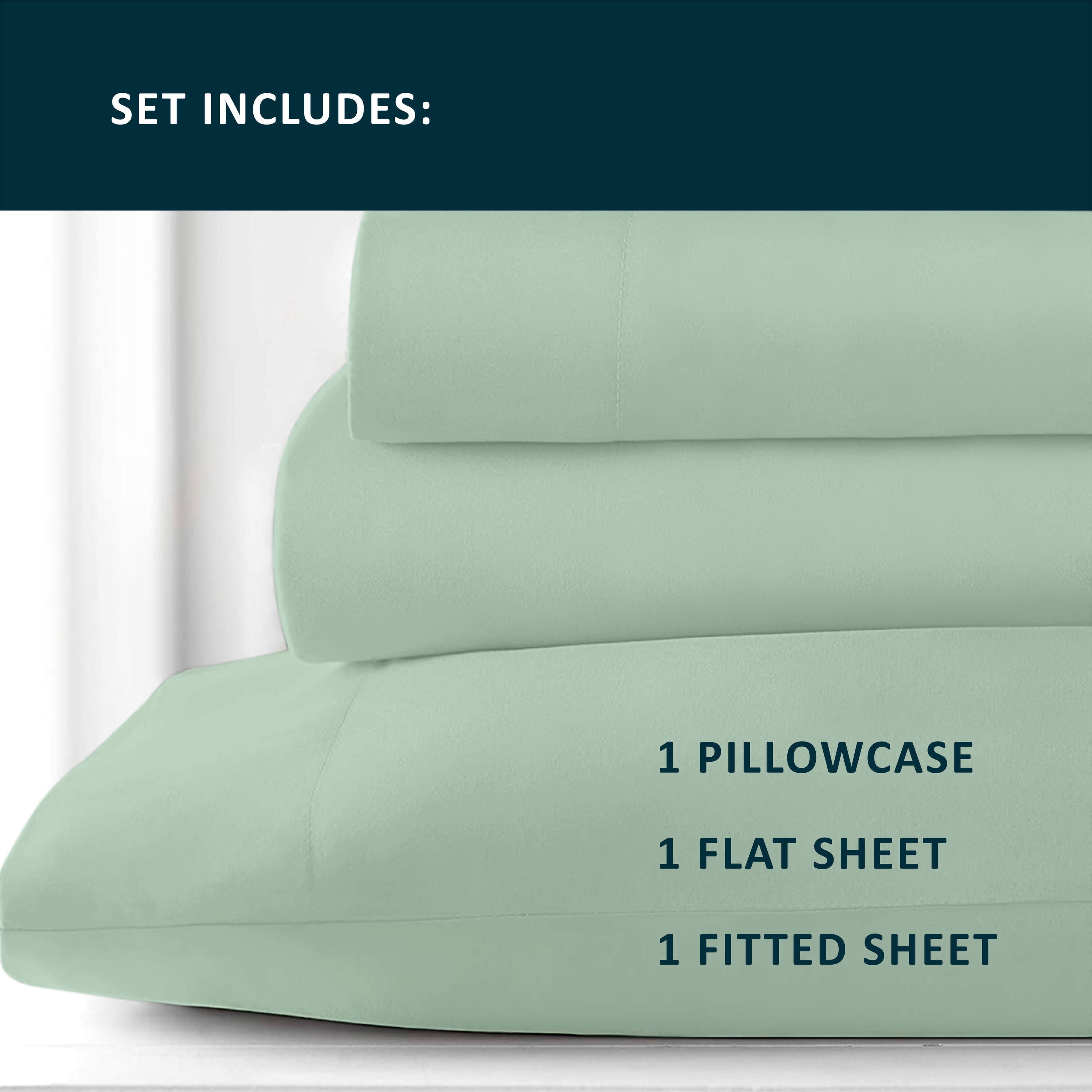 Hotel Essentials Microfiber Twin Sheet Set 3 Piece Celadon Green
