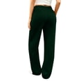 thumbnail image 4 of Wide Leg Sweatpants Women Baggy Fleece High Waisted Cotton Sweatpants Full Length Lightweight Athletic Workout Pants Dark Green S, 4 of 7