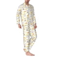thumbnail image 2 of Salouo Rabbit And Milk Tea Print Button-Front Long Sleeve Pajama Set for Men, Soft 2Pjs Men's Long Sleeve Sleepwear-X-Large, 2 of 7