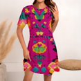 thumbnail image 1 of Ovzne Robes Grande Taille pour Femmes Rondes Robe d'Été Mode Féminine Col Rond Manches Courtes Robe Imprimée Chandail Robe Maxi Grande Taille Manches Courtes Liquidation, 1 of 5