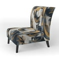 thumbnail image 3 of Designart "Formes Harmonieuses Composition Or Blanc" Chaise d'Appoint Rembourrée Formes Abstraites Dorées - Fauteuil Moderne pour Salon, 3 of 7