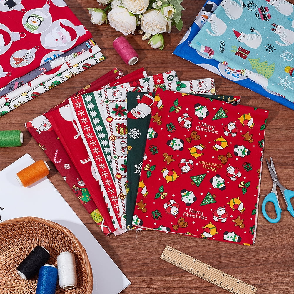 1 Set Christmas Theme Cotton Fabric for Patchwork Sewing Tissue to Patchwork Rectangle Mixed Color 488x390x0.2mm 12pcs/set