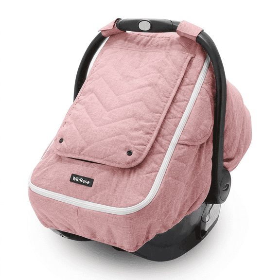 WinRese Baby Car Seat Cover - 3-Layer Thick Fabric, Waterproof, Breathable Mesh Window - Windproof & Snow Blocking, Keep Baby Warm in Winter - Universal Fit for Infant Car Seat and Carrier