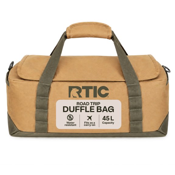 RTIC Road Trip Duffle Bag for Men and Women, Traveling Tote for Camp, Travel, Gym, Weekender, Camping, Overnight, Carry On, Sports, Spacious, Water Resistant, Large, Black