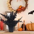 thumbnail image 1 of Decoración de planta en maceta de aguja de pino negro artificial de Halloween | Decoración de plástico realista para interiores | Centro de mesa de mesa | Fácil mantenimiento | 14.5in | 1 pieza, 1 of 8