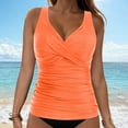 thumbnail image 2 of TOWED22 Women's Criss Cross Back Tankini Top Adjustable Tummy Control Swimwear Bathing Suit Swimwear Top No Bottom（Orange,M）, 2 of 8