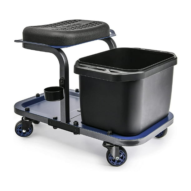 Taburete rodante para lavado de autos URBANTRANSIT, capacidad de 160 kg con balde