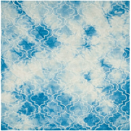 UPC: 0889048091726 | SAFAVIEH Dip Dye Shelagh Faded Geometric Area Rug Blue/Ivory 5 x 5 Square
