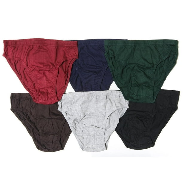 Paquete de 6 calzoncillos de bikini para hombre, ropa interior, 100 % algodón, talla M 32-34